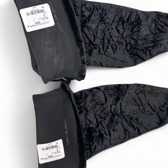 Stuart Weitzman Black Vidaland 100 Over the Knee Crushed Velvet Boots 7 NWOB - Picture 15 of 16